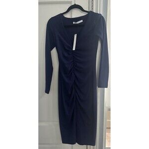 Susana Monaco Long Sleeve Knee Length Ruched Dress in Purple Blue SM Nordstroms